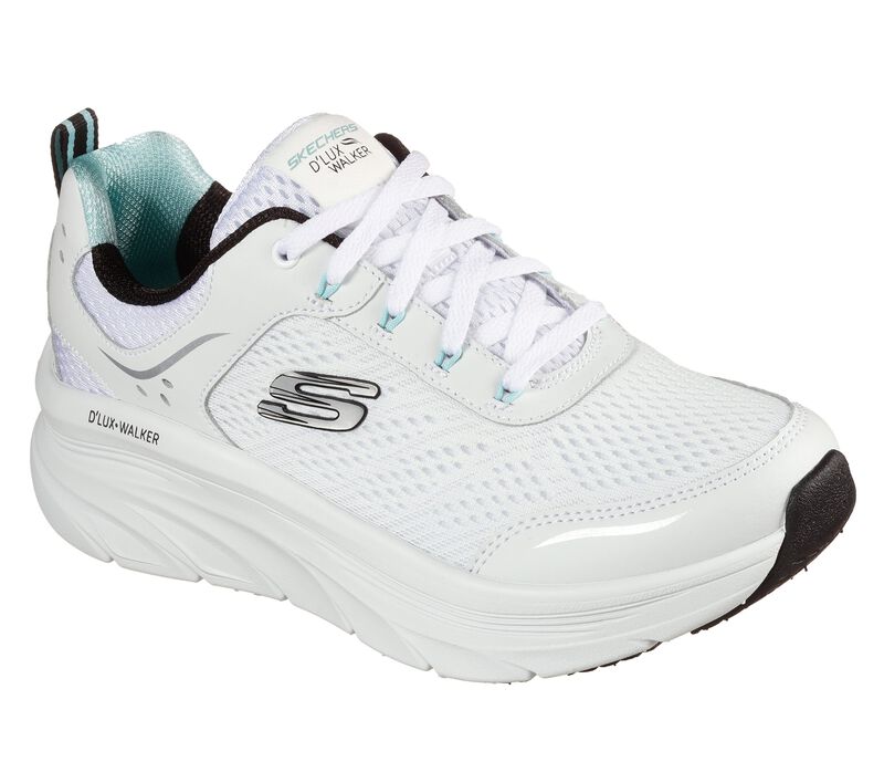 Dámské Šněrovací Boty Skechers Relaxed Fit: D\'Lux Walker - Infinite Motion Bílé Černé | CZ.149023 WBK